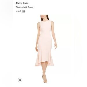 Calvin Klein Cream Ruffled High Low Sundress